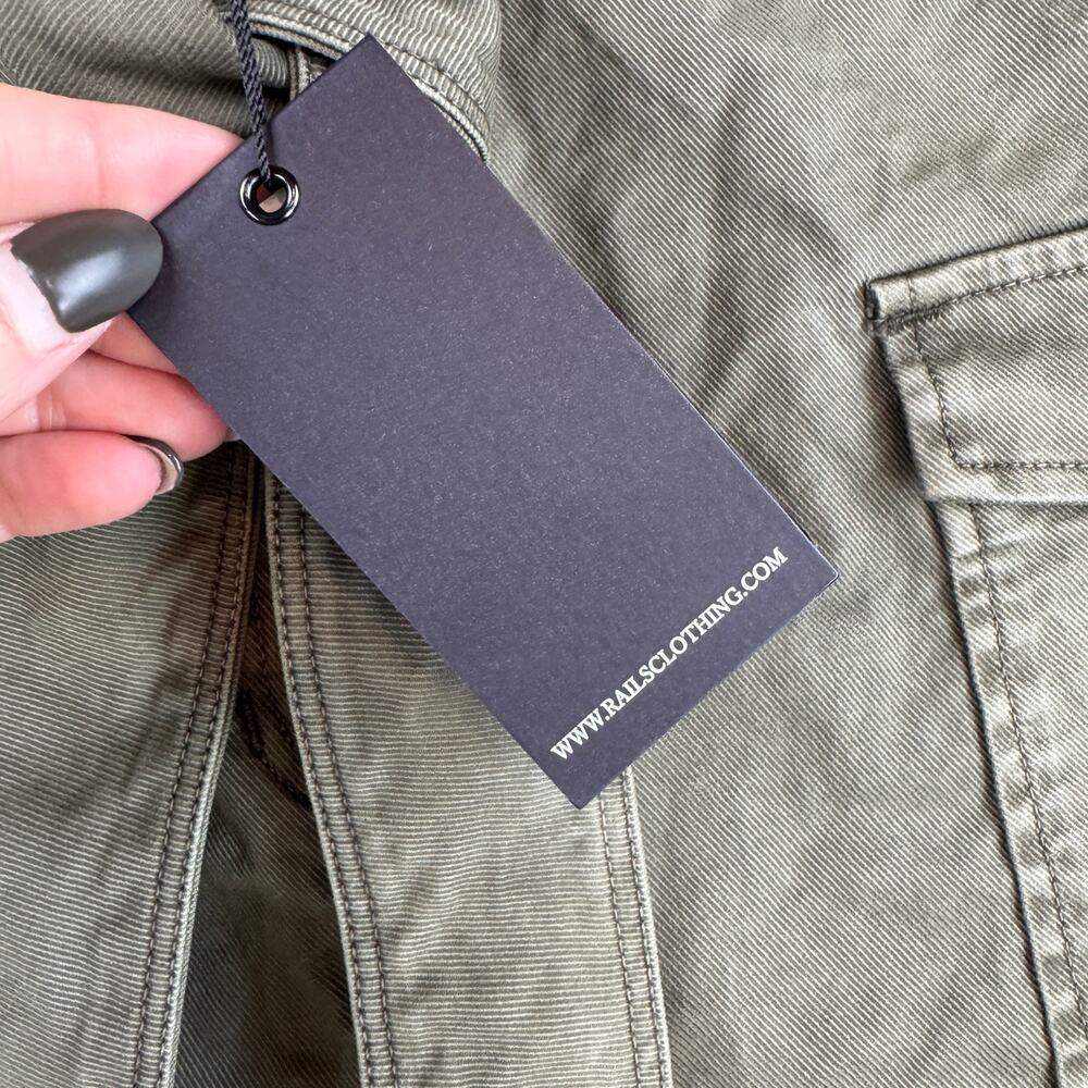 NWT Rails Olive Green Nola Military Utility Skirt Cotton Canvas Belt Size Medium - Picture 9 of 16